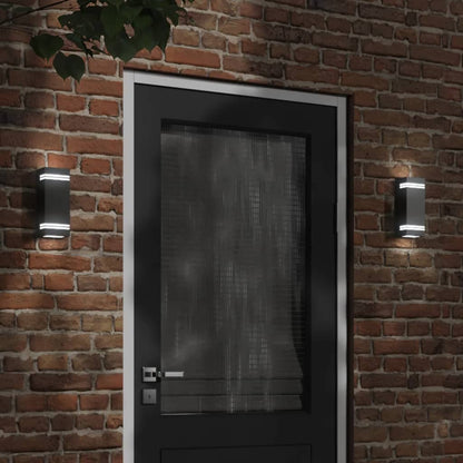 vidaXL Outdoor Wall Lights 2pcs Black Stainless Steel