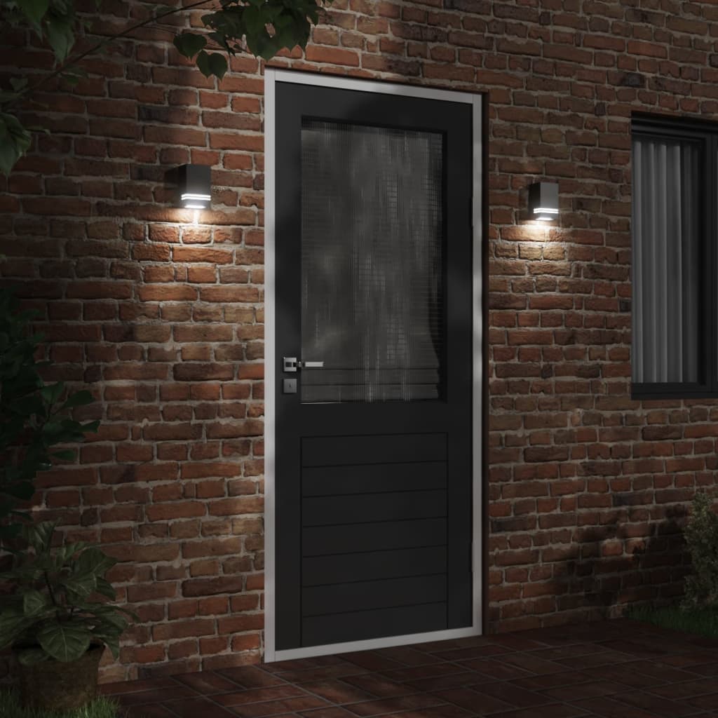 vidaXL Outdoor Wall Lights 2pcs Black Stainless Steel