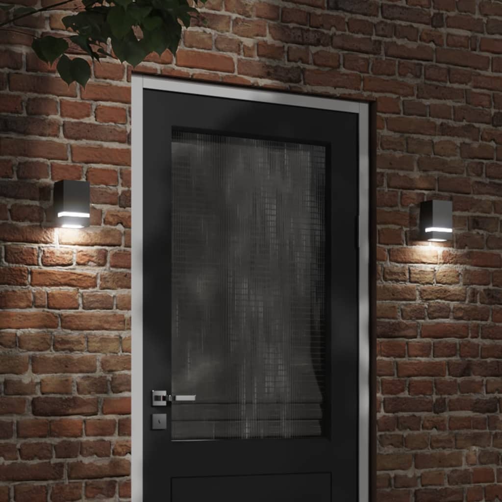 vidaXL Outdoor Wall Lights 2pcs Black Stainless Steel