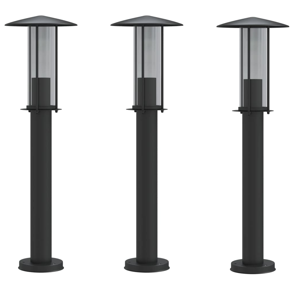 vidaXL Outdoor Floor Lamps 3pcs Black 60 cm Stainless Steel