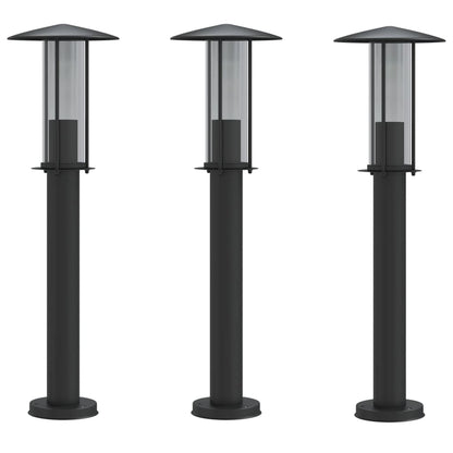 vidaXL Outdoor Floor Lamps 3pcs Black 60 cm Stainless Steel
