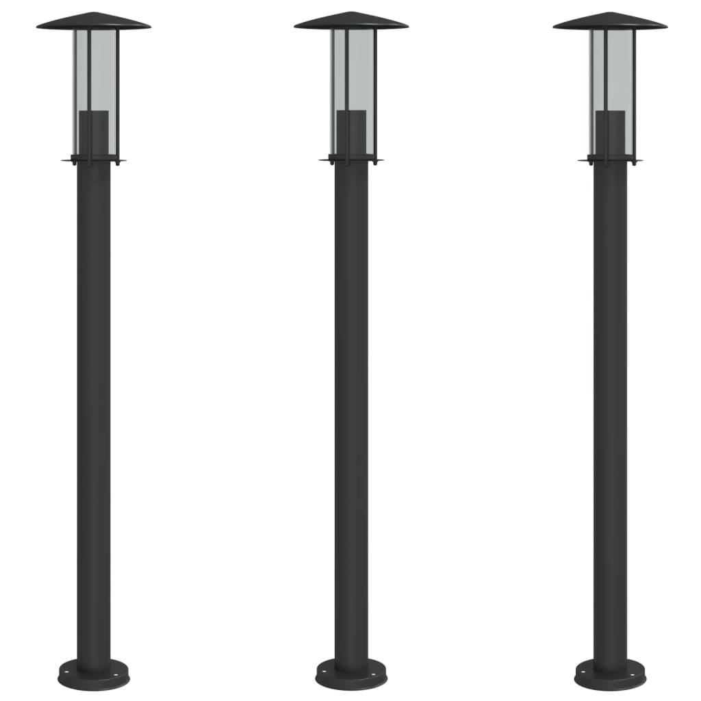 vidaXL Outdoor Floor Lamps 3pcs Black 100 cm Stainless Steel