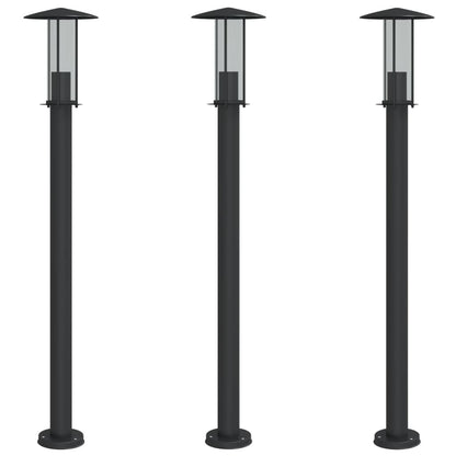 vidaXL Outdoor Floor Lamps 3pcs Black 100 cm Stainless Steel