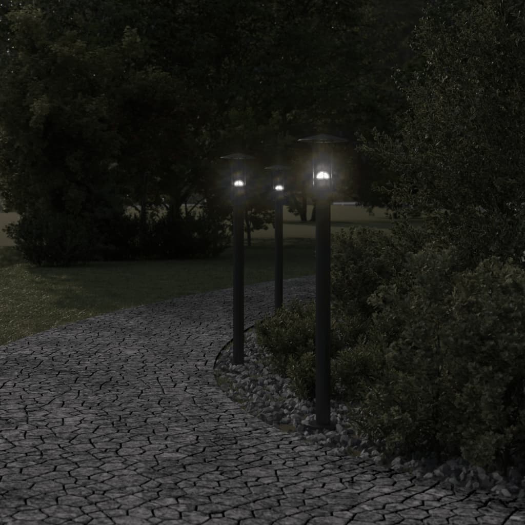vidaXL Outdoor Floor Lamps 3pcs Black 100 cm Stainless Steel