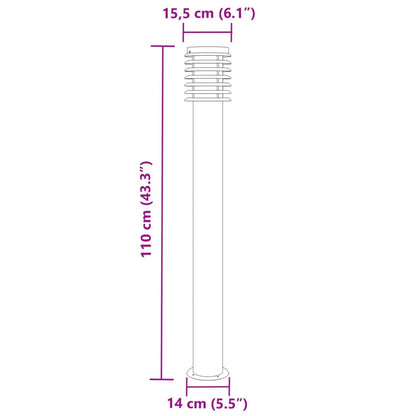 vidaXL Outdoor Floor Lamp Silver 110cm Stainless Steel