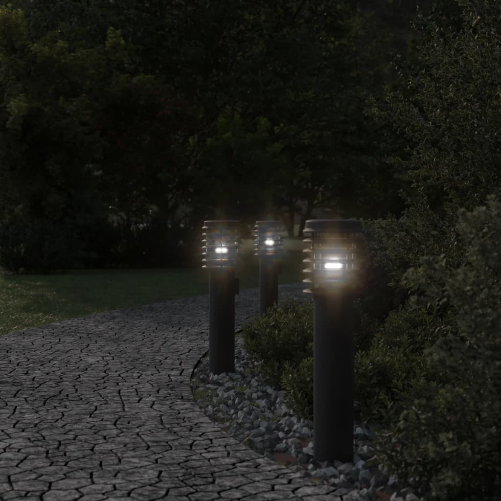 vidaXL Outdoor Floor Lamps 3pcs Black 60 cm Stainless Steel