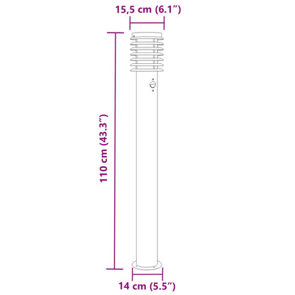 vidaXL Outdoor Floor Lamps with Sensors 3pcs Silver 110cm Stainless Steel