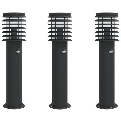 vidaXL Outdoor Floor Lamps with Sensors 3pcs Black 60 cm Stainless Steel