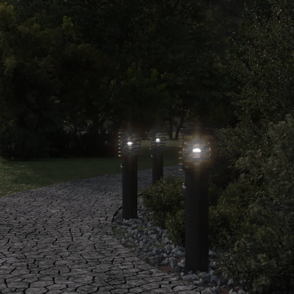 vidaXL Outdoor Floor Lamps with Sensors 3pcs Black 60 cm Stainless Steel