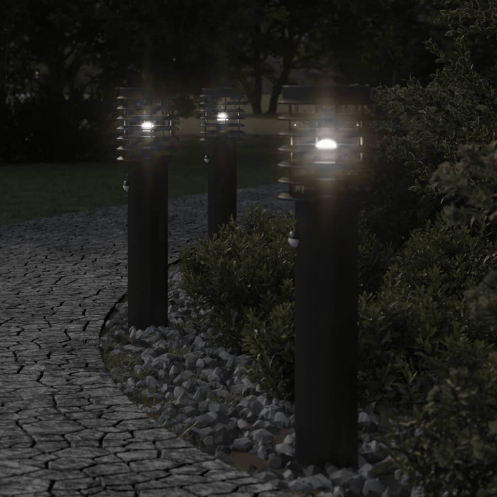 vidaXL Outdoor Floor Lamps with Sensors 3pcs Black 60 cm Stainless Steel