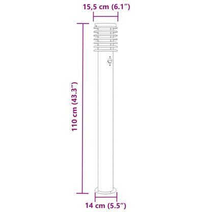 vidaXL Outdoor Floor Lamps with Sensors 3pcs Black 110cm Stainless Steel
