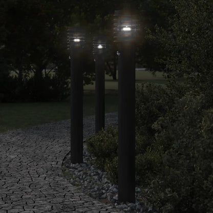 vidaXL Outdoor Floor Lamps with Sensors 3pcs Black 110cm Stainless Steel