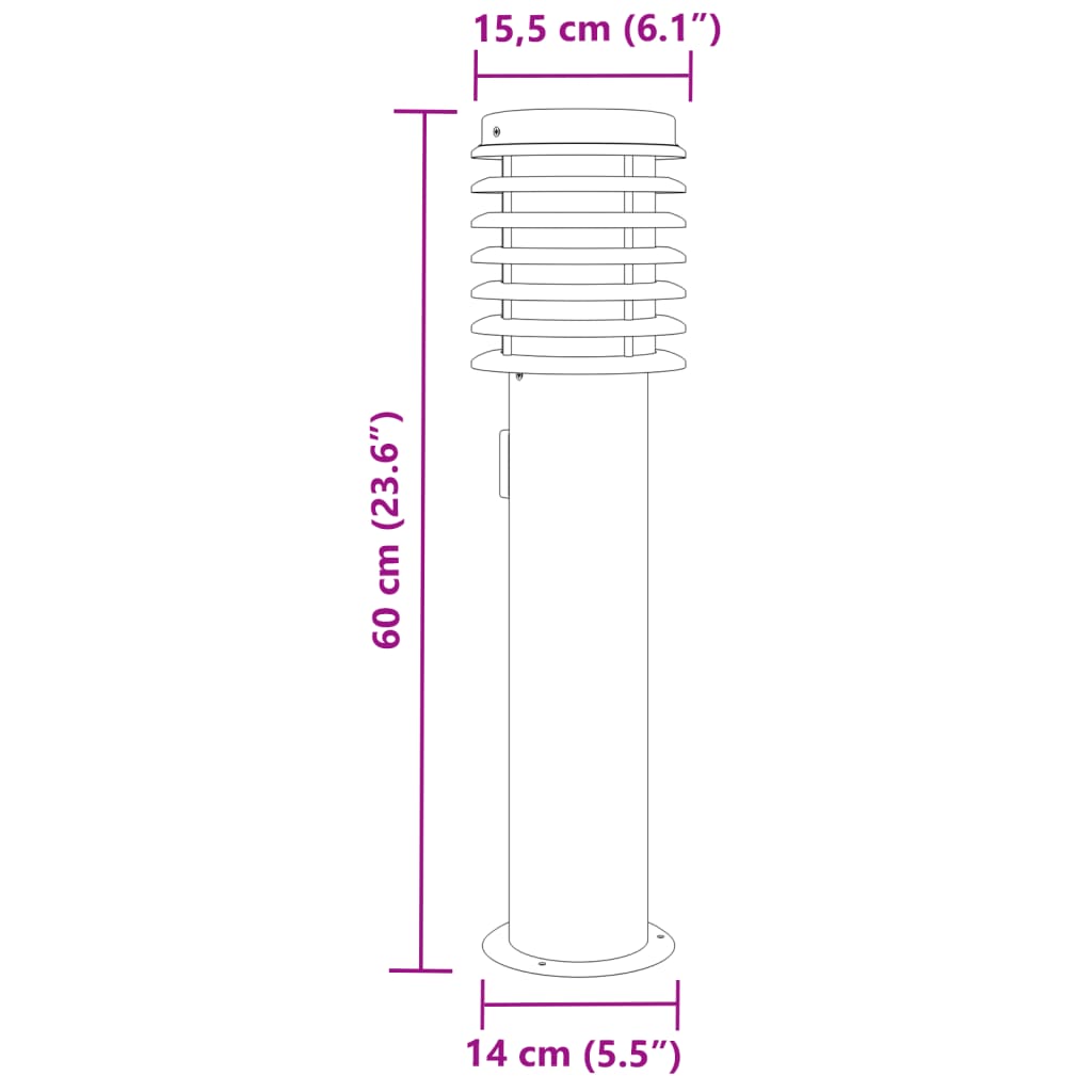 vidaXL Outdoor Floor Lamps with Outlet 3pcs Silver 60 cm Stainless Steel
