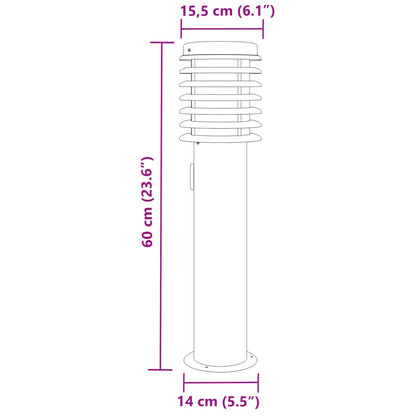 vidaXL Outdoor Floor Lamps with Outlet 3pcs Silver 60 cm Stainless Steel