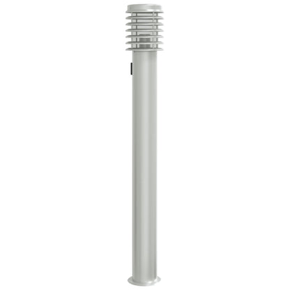 vidaXL Outdoor Floor Lamp with Outlet Silver 110cm Stainless Steel