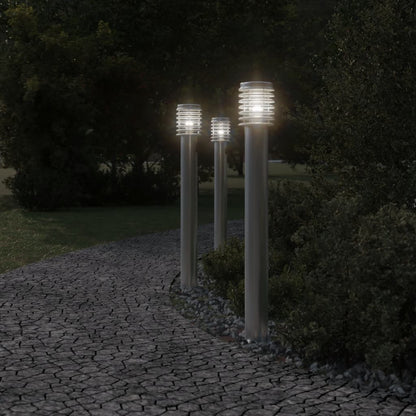 vidaXL Outdoor Floor Lamp with Outlet Silver 110cm Stainless Steel