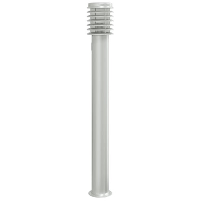 vidaXL Outdoor Floor Lamp with Outlet Silver 110cm Stainless Steel