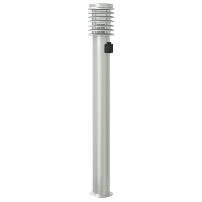 vidaXL Outdoor Floor Lamp with Outlet Silver 110cm Stainless Steel
