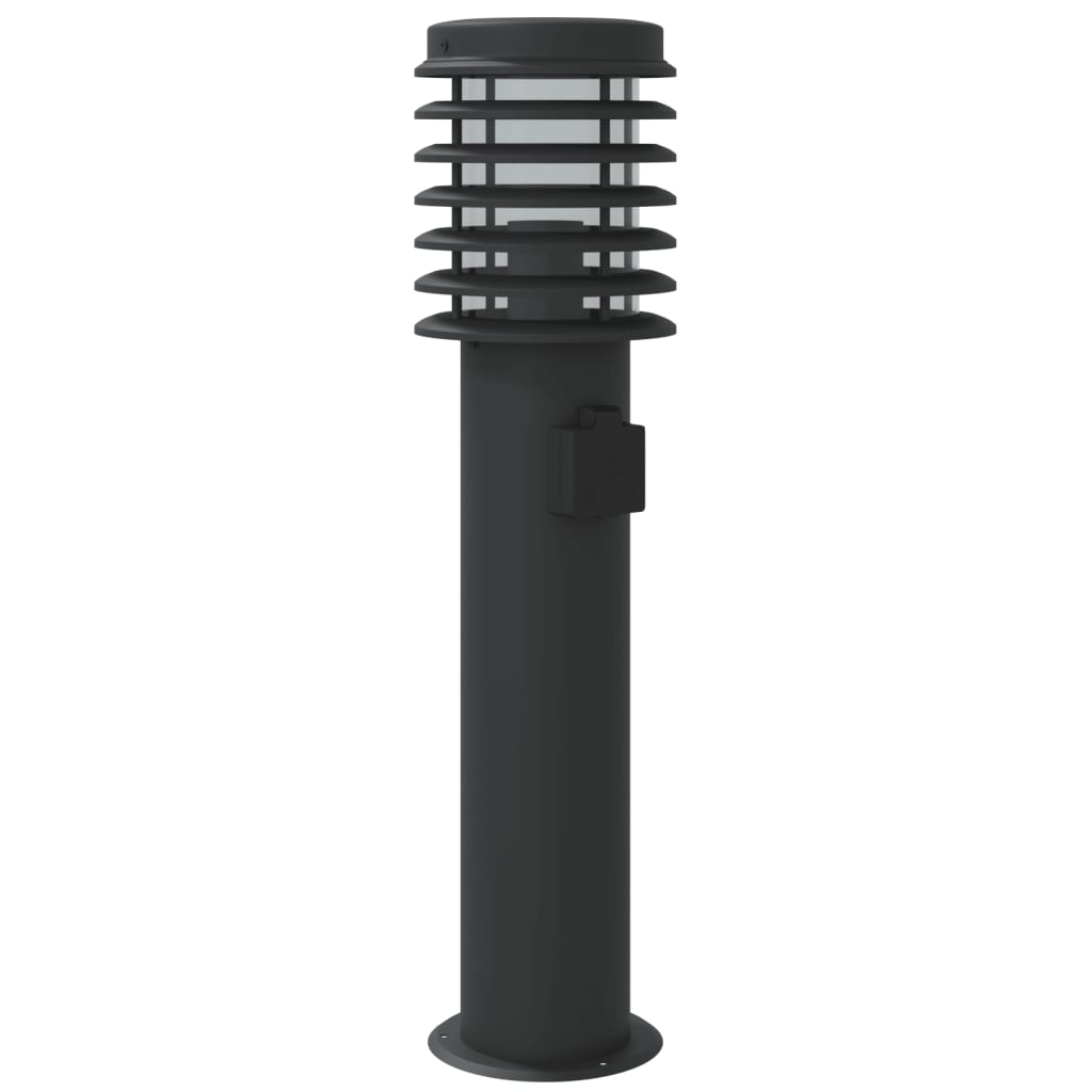 vidaXL Outdoor Floor Lamps with Outlet 3pcs Black 60 cm Stainless Steel
