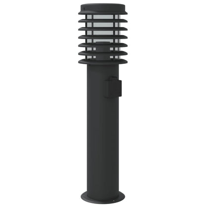 vidaXL Outdoor Floor Lamps with Outlet 3pcs Black 60 cm Stainless Steel