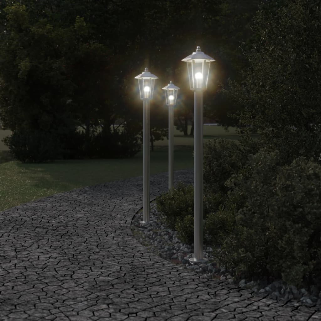vidaXL Outdoor Floor Lamp Silver 120 cm Stainless Steel