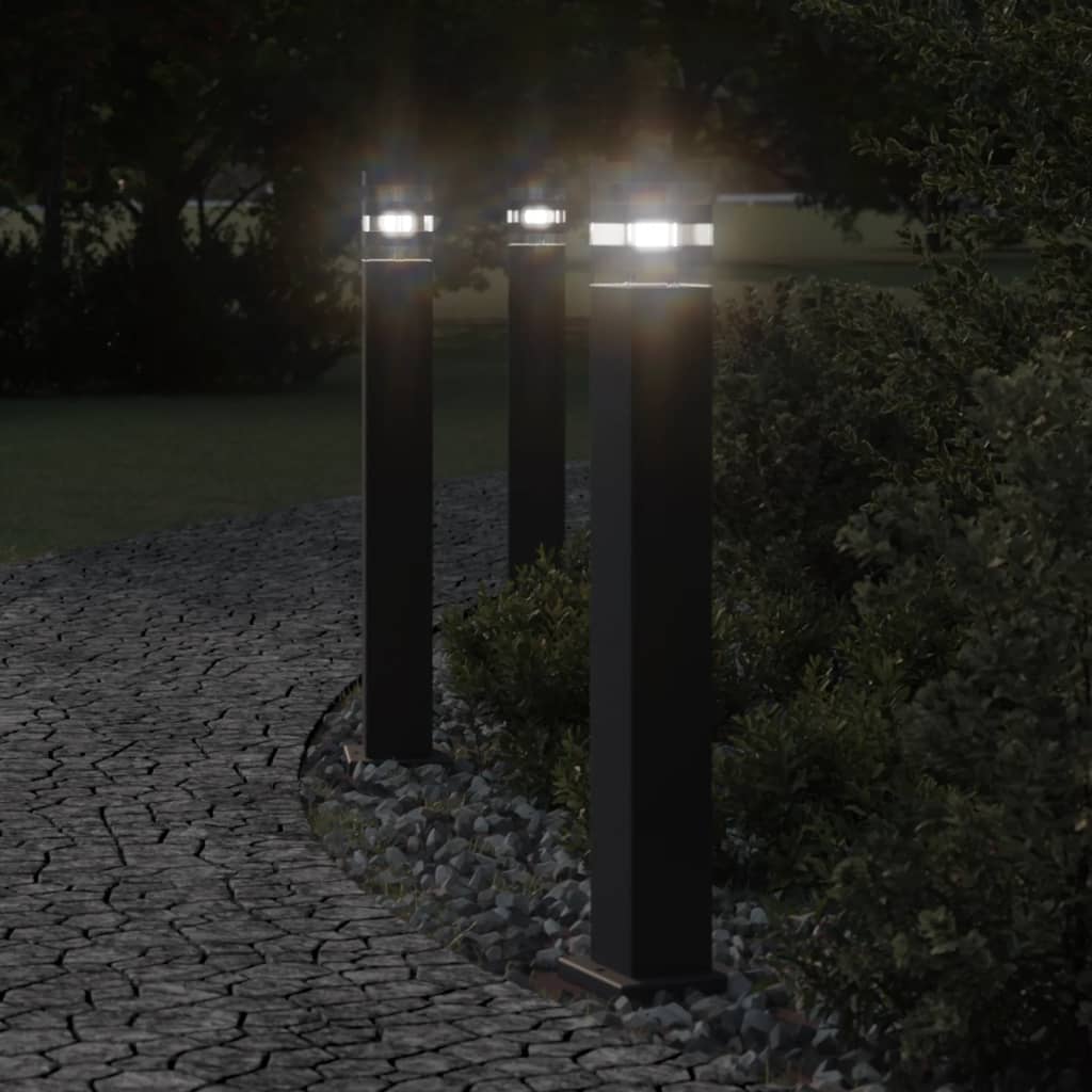vidaXL Outdoor Floor Lamps 3pcs Black 80 cm Aluminium