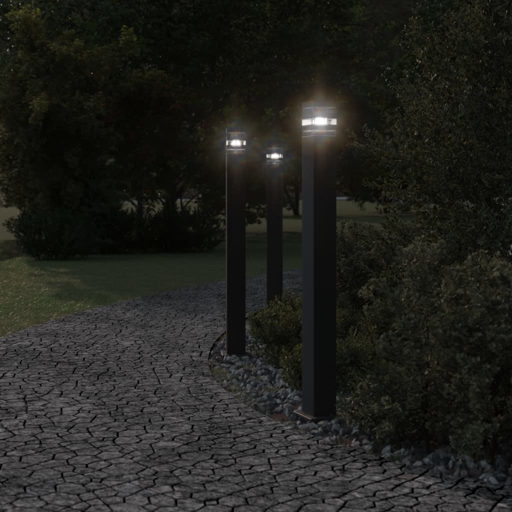 vidaXL Outdoor Floor Lamps 3pcs Black 110 cm Aluminium