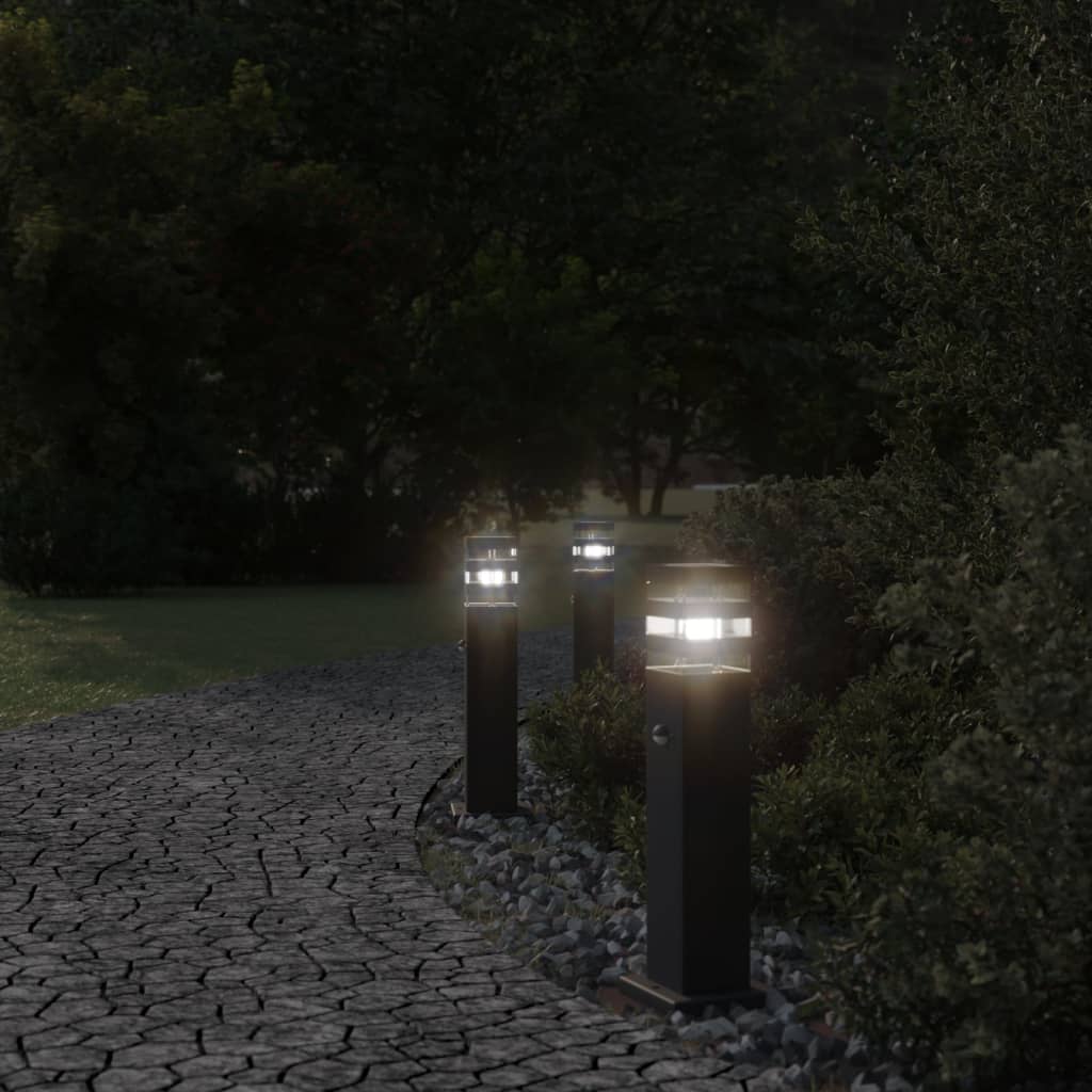 vidaXL Outdoor Floor Lamp with Sensor Black 50 cm Aluminium