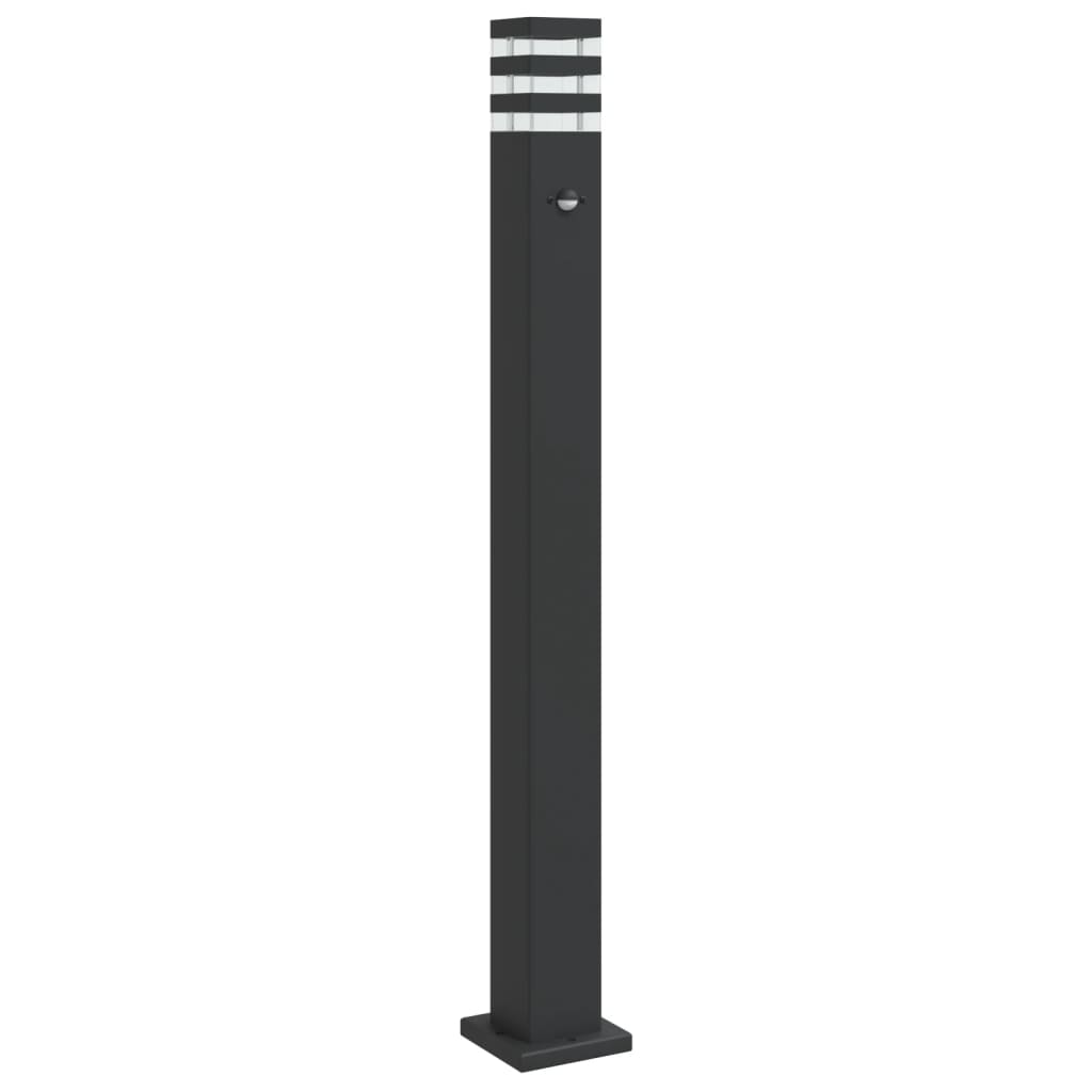 vidaXL Outdoor Floor Lamp with Sensor Black 110 cm Aluminium