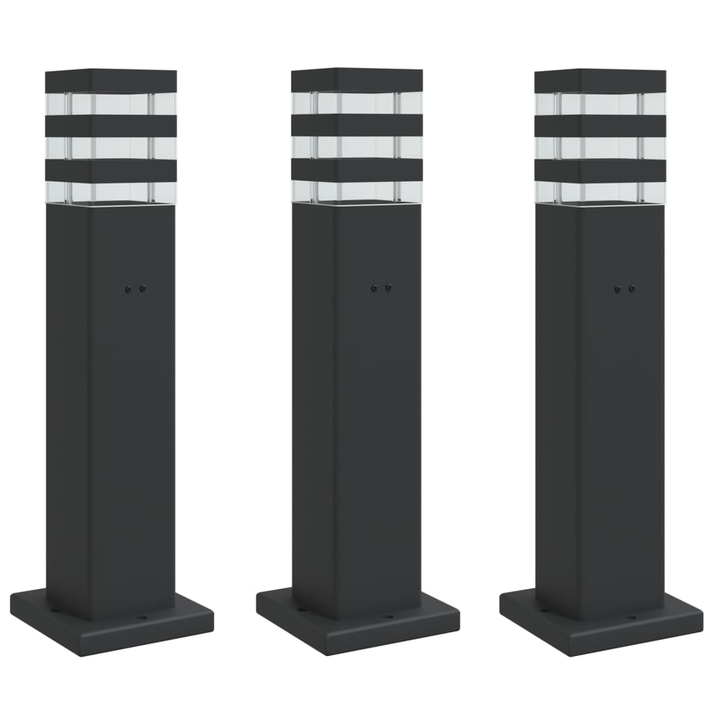 vidaXL Outdoor Floor Lamps with Outlet 3pcs Black 50 cm Aluminium