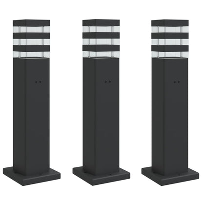 vidaXL Outdoor Floor Lamps with Outlet 3pcs Black 50 cm Aluminium