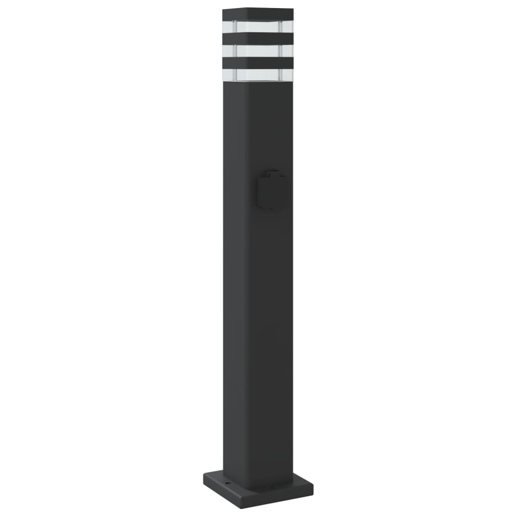 vidaXL Outdoor Floor Lamps with Outlet 3pcs Black 80 cm Aluminium