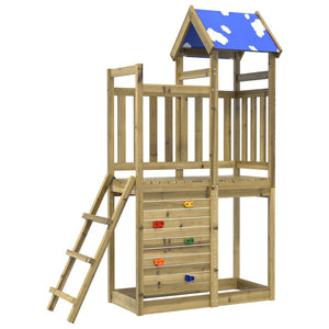 vidaXL Play Tower with Rockwall 110.5x52.5x215cm Impregnated Wood Pine