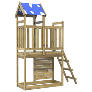 vidaXL Play Tower with Rockwall 110.5x52.5x215cm Impregnated Wood Pine