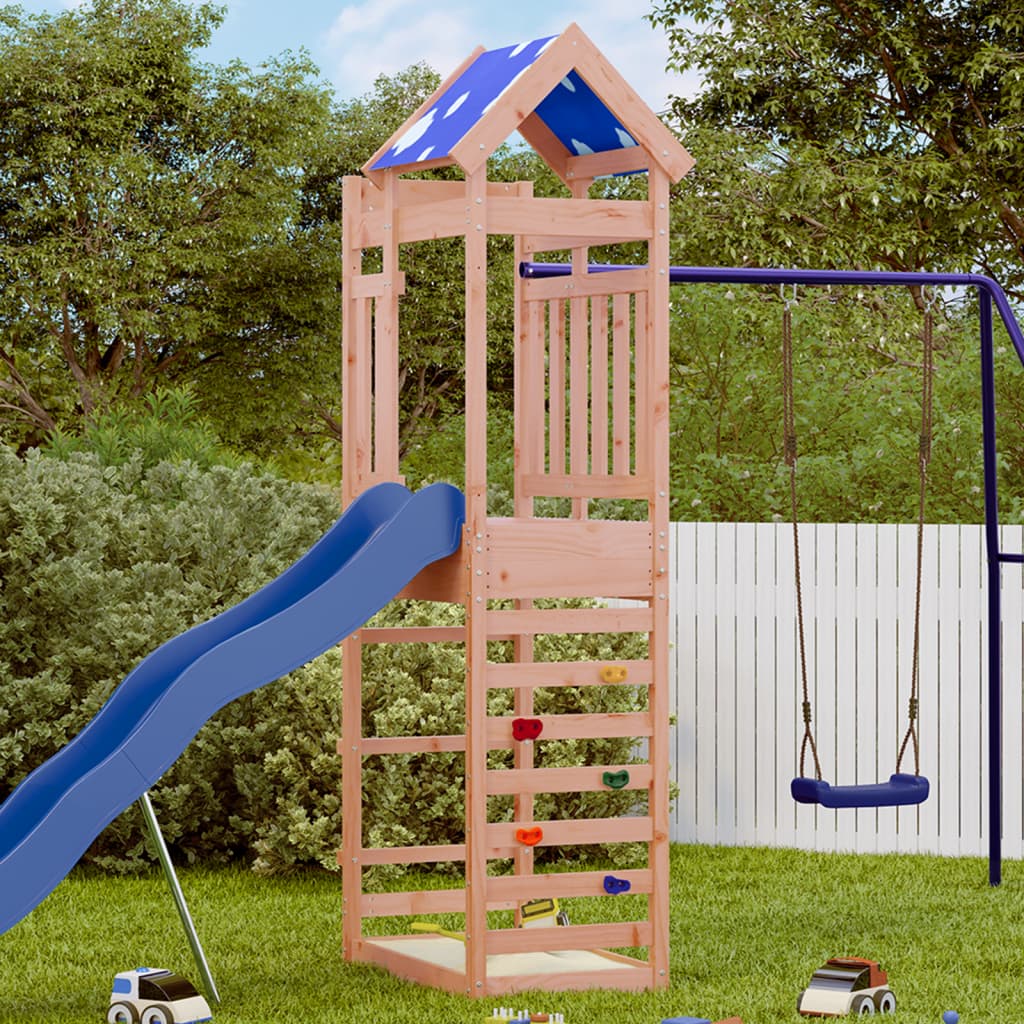 vidaXL Play Tower with Rockwall 85x52.5x239 cm Solid Wood Douglas Fir