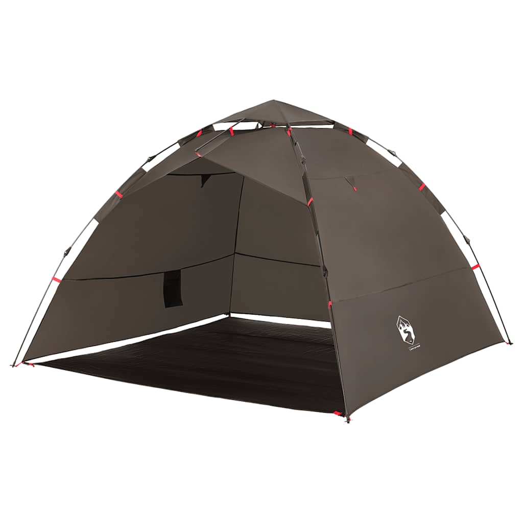 vidaXL Fishing Tent 4-Person Brown Quick Release