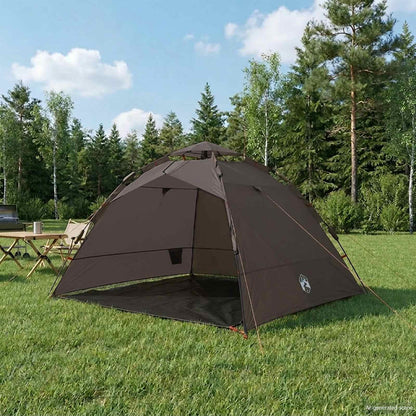 vidaXL Fishing Tent 4-Person Brown Quick Release