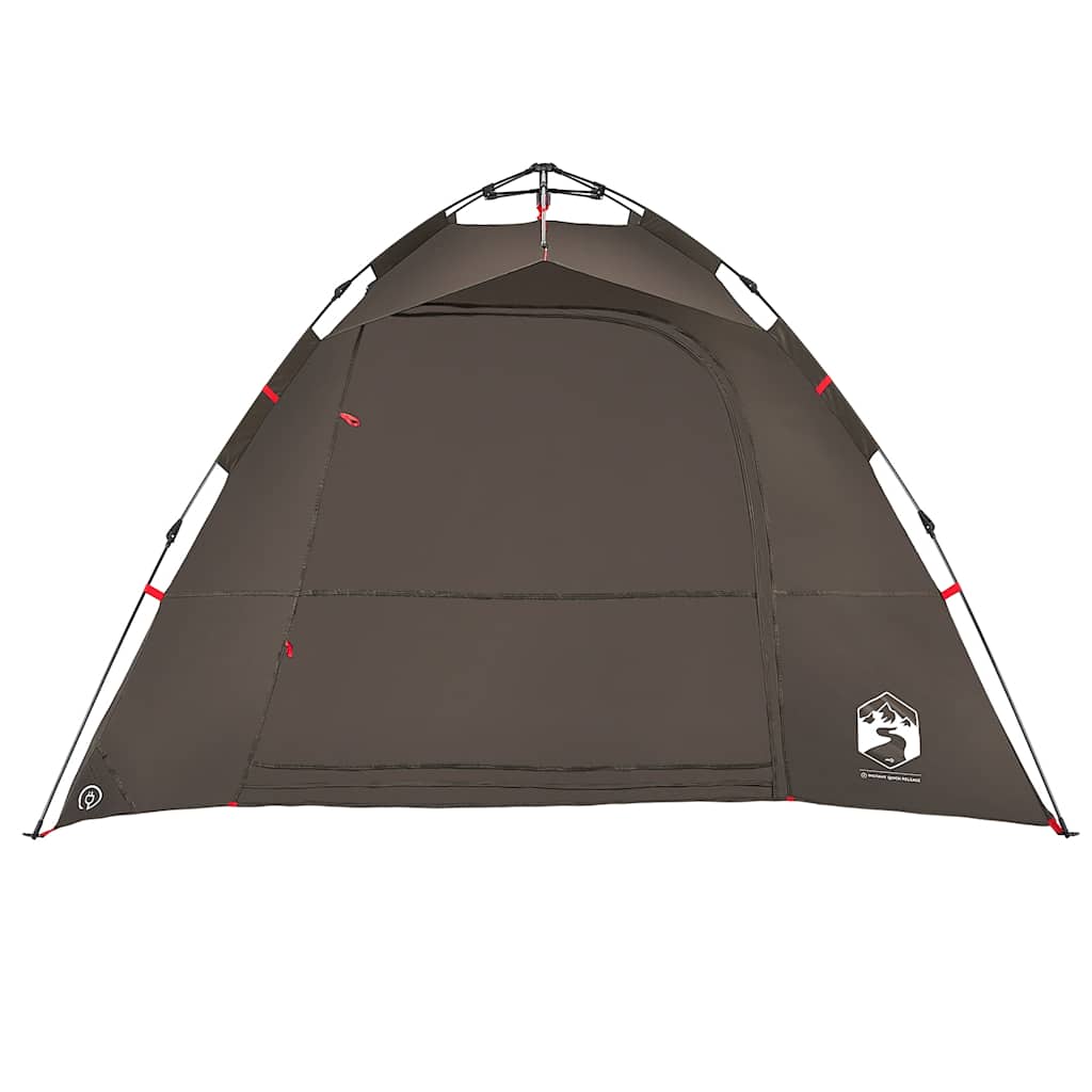 vidaXL Fishing Tent 4-Person Brown Quick Release