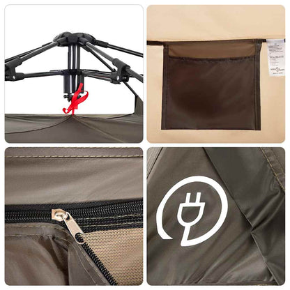 vidaXL Fishing Tent 4-Person Brown Quick Release