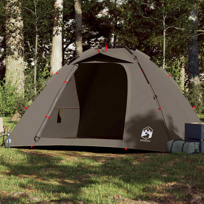 vidaXL Fishing Tent 4-Person Brown Quick Release