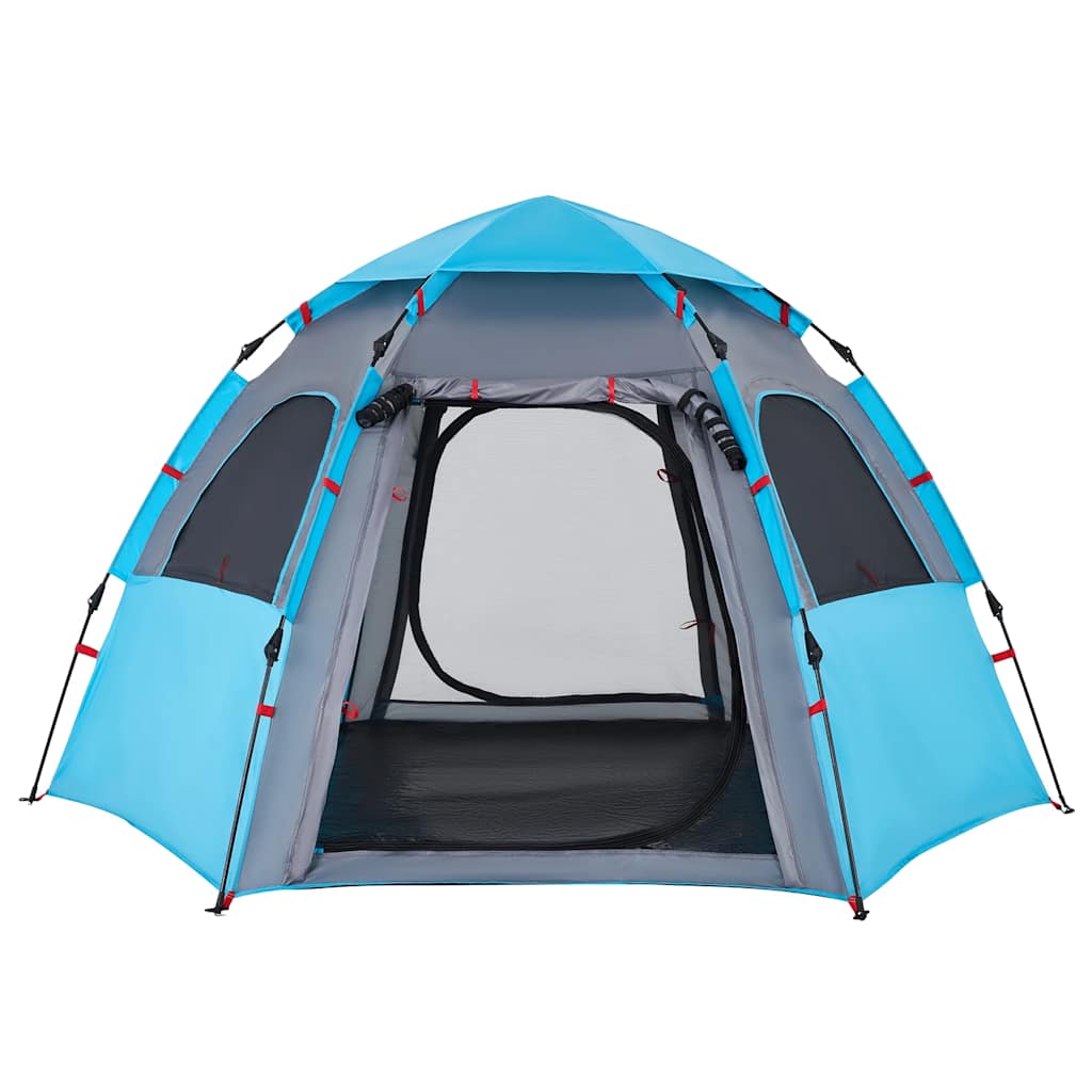 vidaXL Camping Tent Cabin 4-Person Blue Quick Release