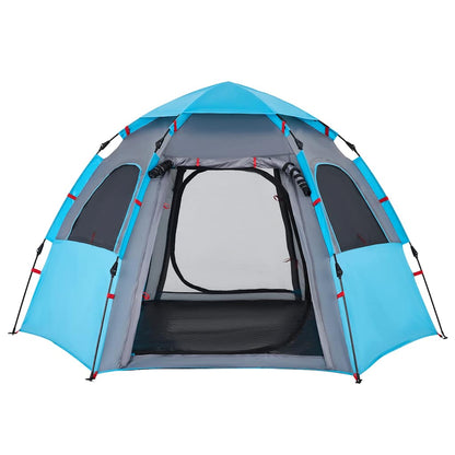 vidaXL Camping Tent Cabin 4-Person Blue Quick Release