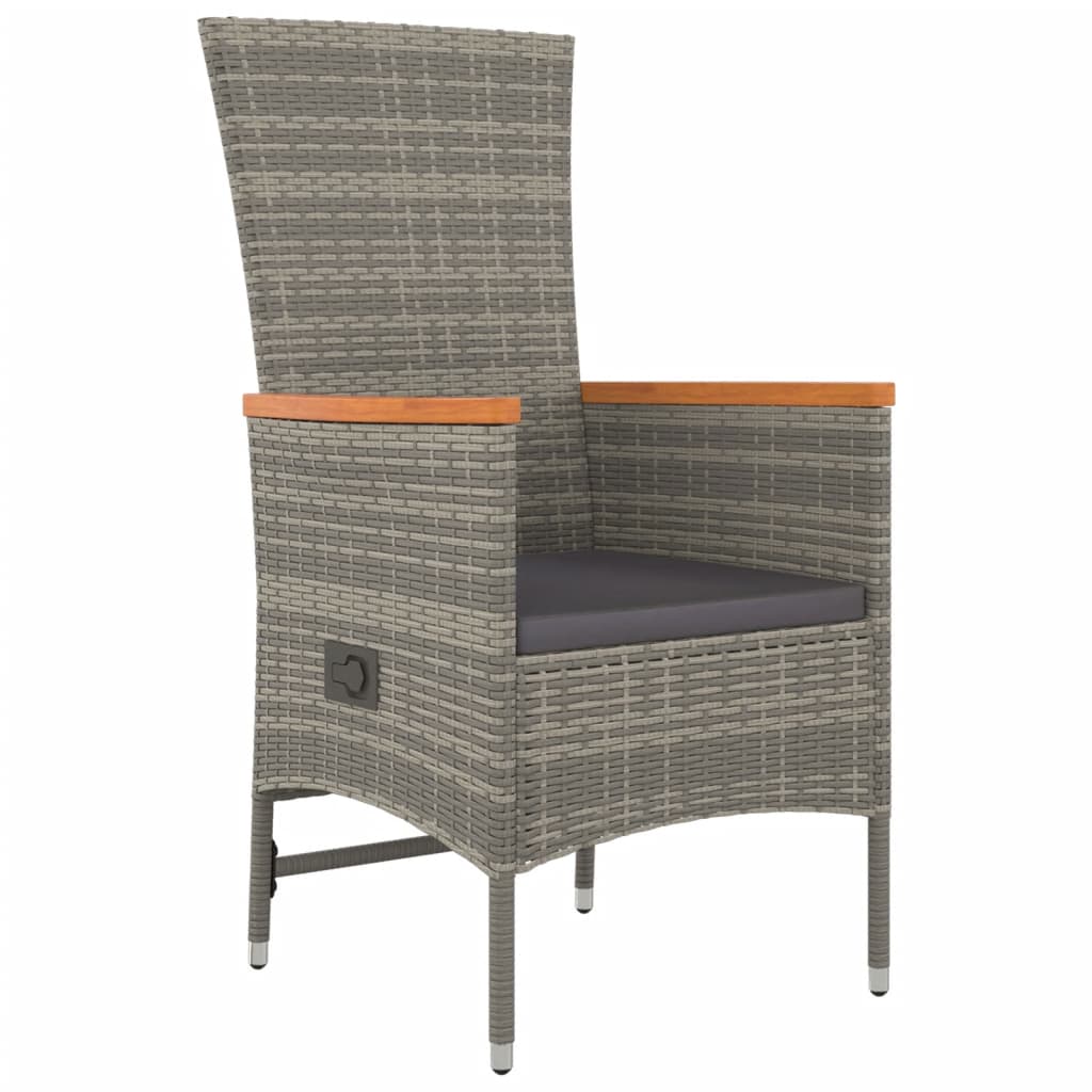 vidaXL 11 Piece Garden Dining Set with Cushions Grey Poly Rattan