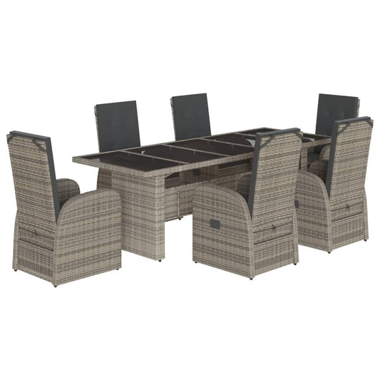 vidaXL Garden Dining Set | Grey | PE rattan | 6-seater | Seats Many