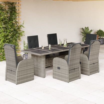 vidaXL Garden Dining Set | Grey | PE rattan | 6-seater | Seats Many