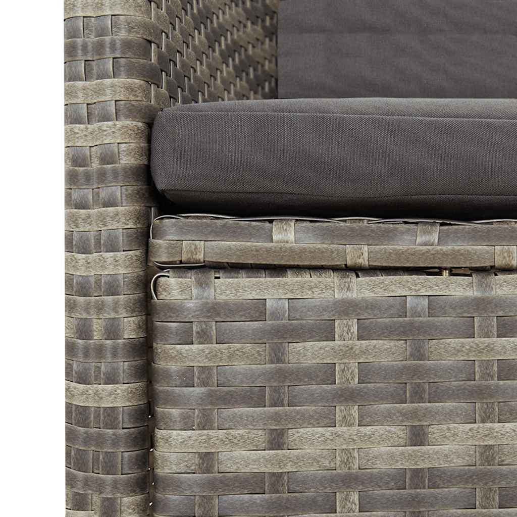 vidaXL 9 Piece Garden Dining Set with Cushions Grey Poly Rattan