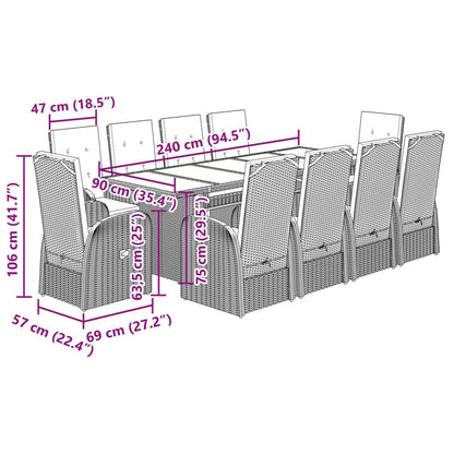 vidaXL Garden Dining Set | Grey, Dark grey