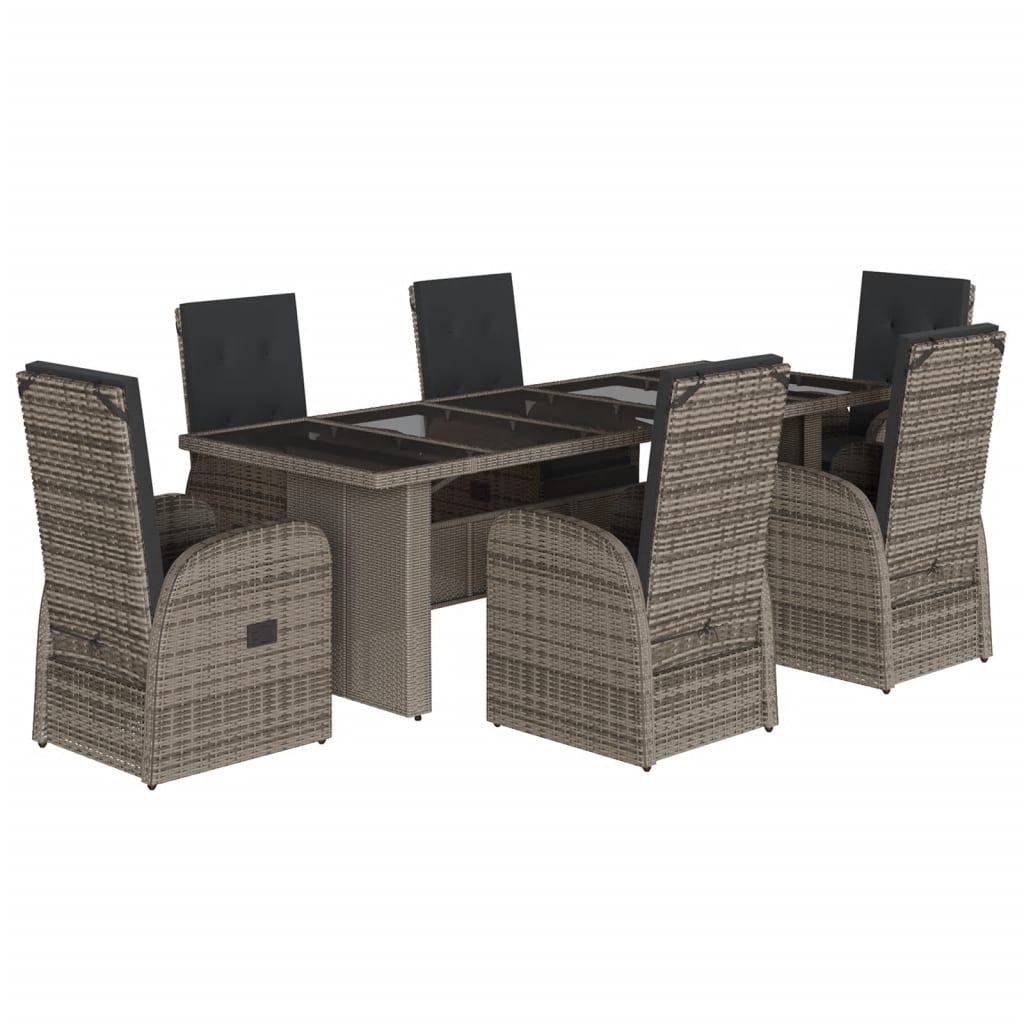 vidaXL Garden Dining Set | Grey | PE Poly Rattan | 6-seater