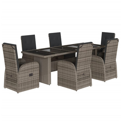 vidaXL Garden Dining Set | Grey | PE Poly Rattan | 6-seater