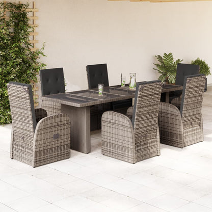 vidaXL Garden Dining Set | Grey | PE Poly Rattan | 6-seater